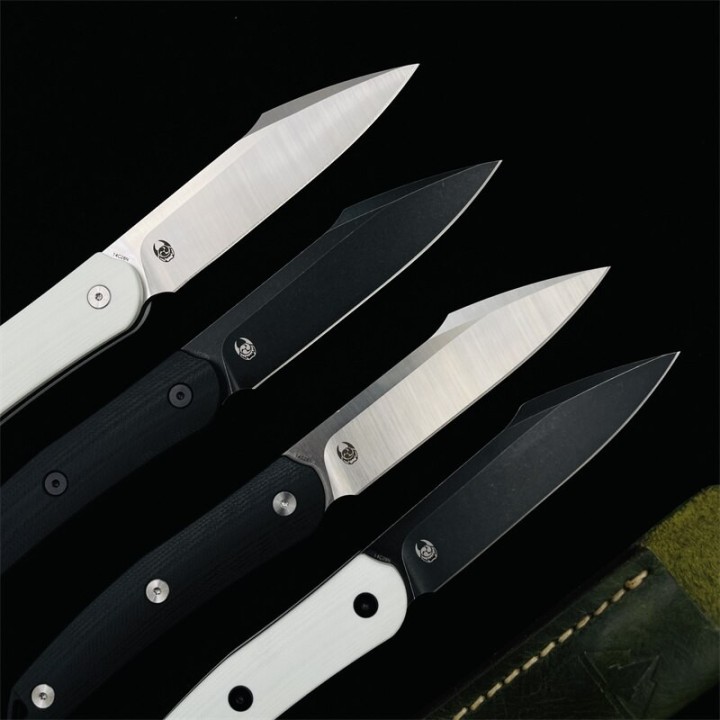 Couteau CMB Kisame White Lame Acier 14C28N Black Manche G10 Etui Cuir CMBFB01B - Livraison Gratuite