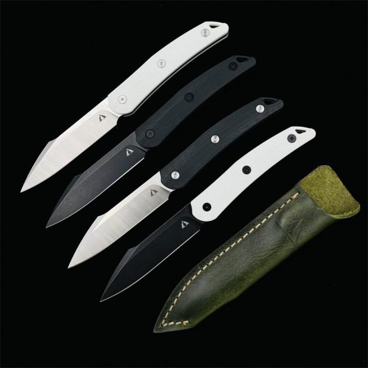 Couteau CMB Kisame White Lame Acier 14C28N Black Manche G10 Etui Cuir CMBFB01B - Livraison Gratuite