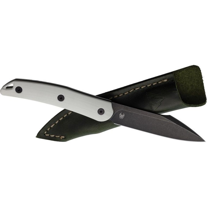 Couteau CMB Kisame White Lame Acier 14C28N Black Manche G10 Etui Cuir CMBFB01B - Livraison Gratuite