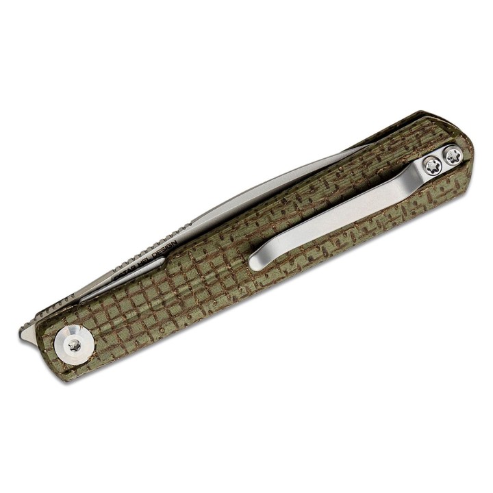 Couteau CIVIVI Clavi Green Lame Acier Nitro-V Wharncliffe Manche Micarta IKBS Linerlock Clip CIVC210193 - Livraison Gratuite