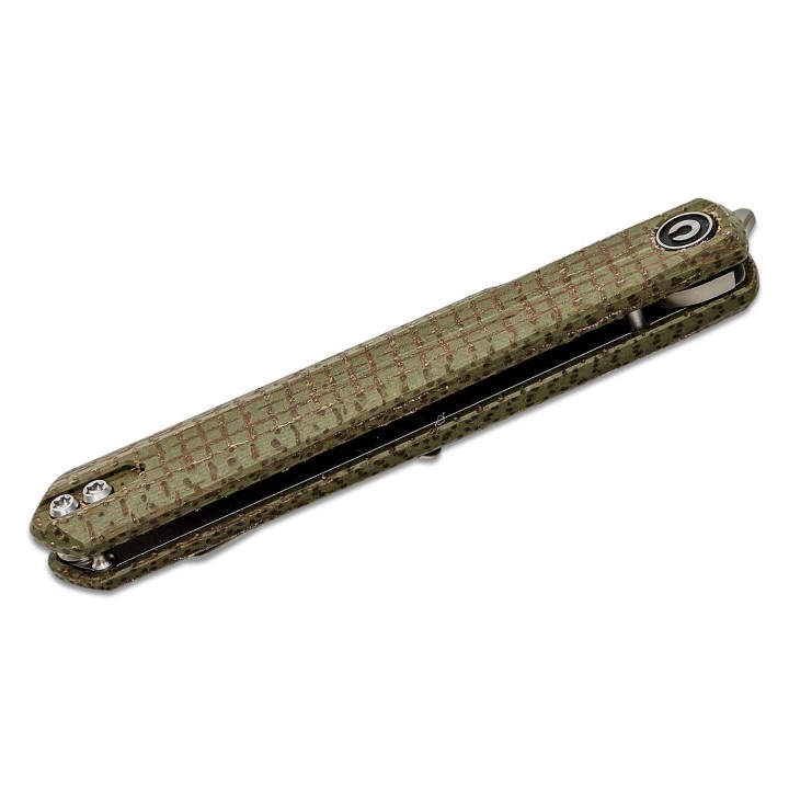 Couteau CIVIVI Clavi Green Lame Acier Nitro-V Wharncliffe Manche Micarta IKBS Linerlock Clip CIVC210193 - Livraison Gratuite