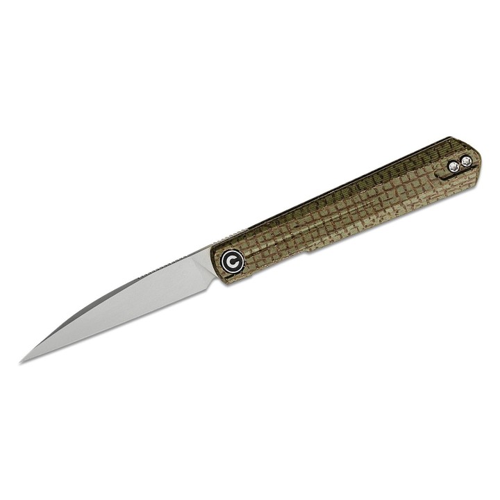 Couteau CIVIVI Clavi Green Lame Acier Nitro-V Wharncliffe Manche Micarta IKBS Linerlock Clip CIVC210193 - Livraison Gratuite