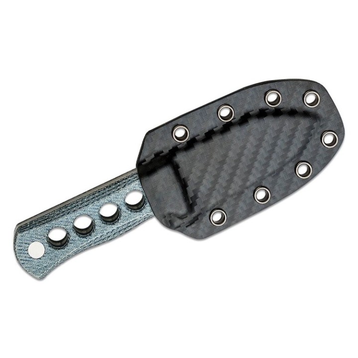 Couteau de Cou QSP Canary Denim Blue Lame Acier 14C28N Manche Micarta Etui Kydex QS141D1 - Livraison Gratuite