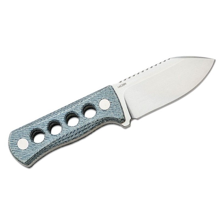 Couteau de Cou QSP Canary Denim Blue Lame Acier 14C28N Manche Micarta Etui Kydex QS141D1 - Livraison Gratuite