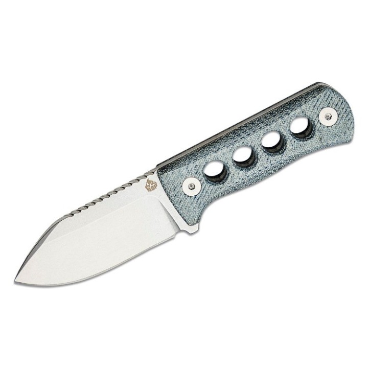 Couteau de Cou QSP Canary Denim Blue Lame Acier 14C28N Manche Micarta Etui Kydex QS141D1 - Livraison Gratuite