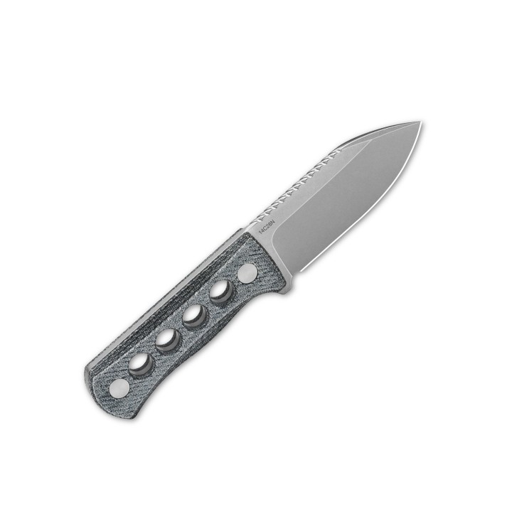 Couteau de Cou QSP Canary Denim Blue Lame Acier 14C28N Manche Micarta Etui Kydex QS141D1 - Livraison Gratuite