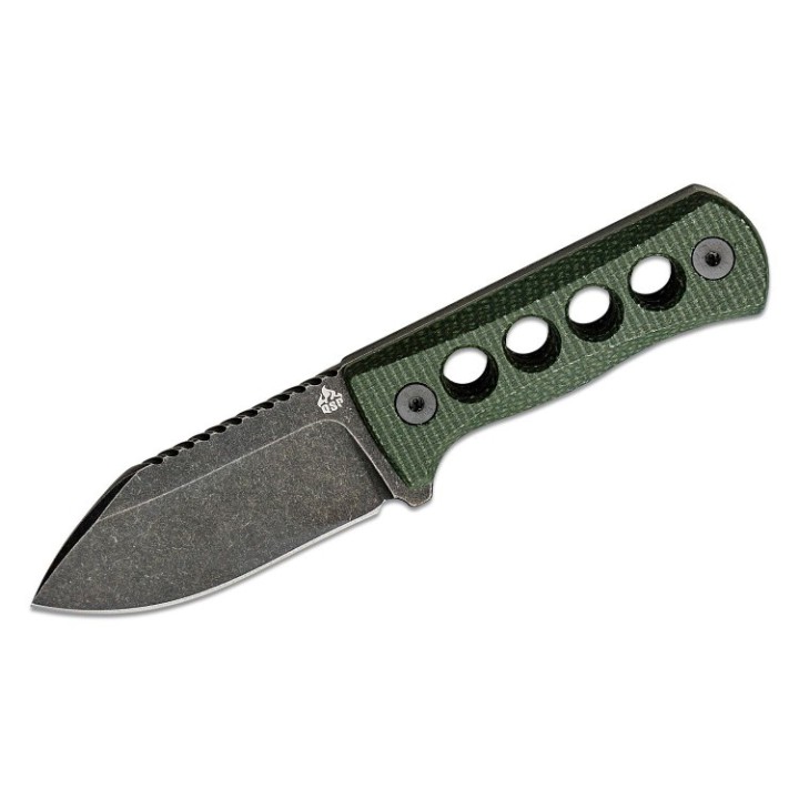 Couteau de Cou QSP Canary Green Lame Acier 14C28N Manche Micarta Etui Kydex QS141C2 - Livraison Gratuite
