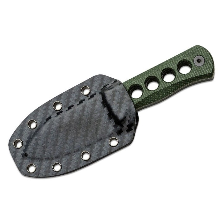 Couteau de Cou QSP Canary Green Lame Acier 14C28N Manche Micarta Etui Kydex QS141C2 - Livraison Gratuite