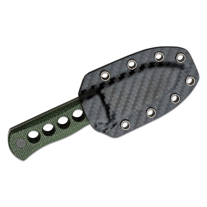 Couteau de Cou QSP Canary Green Lame Acier 14C28N Manche Micarta Etui Kydex QS141C2 - Livraison Gratuite