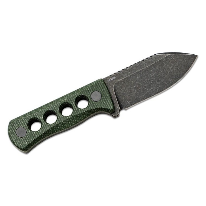 Couteau de Cou QSP Canary Green Lame Acier 14C28N Manche Micarta Etui Kydex QS141C2 - Livraison Gratuite