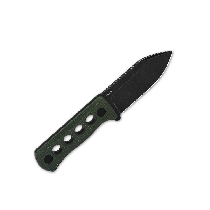 Couteau de Cou QSP Canary Green Lame Acier 14C28N Manche Micarta Etui Kydex QS141C2 - Livraison Gratuite