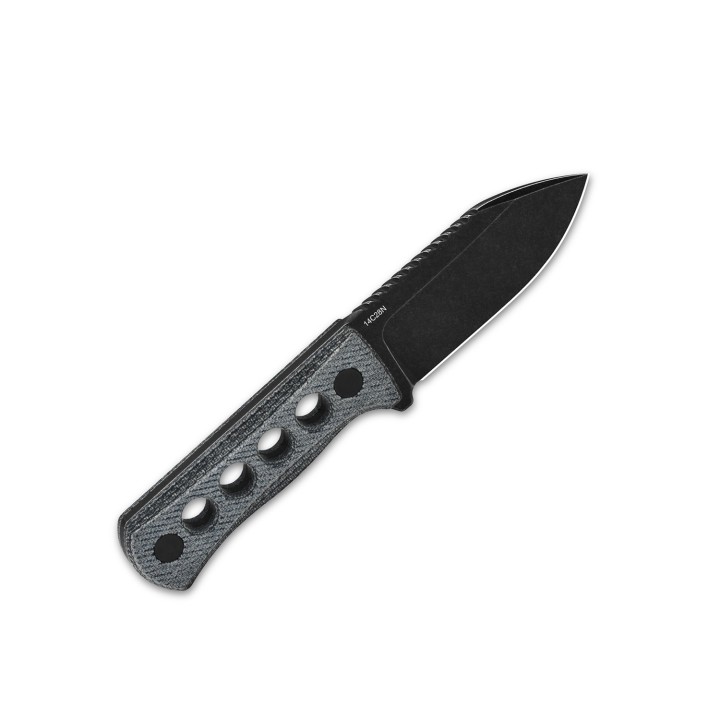 Couteau de Cou QSP Canary Denim Blue Lame Acier 14C28N Manche Micarta Etui Kydex QS141D2 - Livraison Gratuite