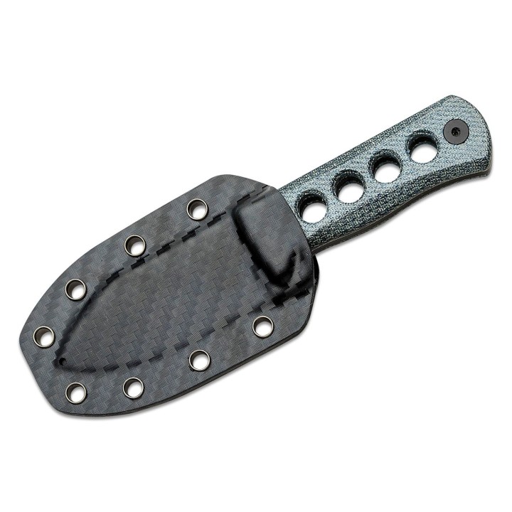 Couteau de Cou QSP Canary Denim Blue Lame Acier 14C28N Manche Micarta Etui Kydex QS141D2 - Livraison Gratuite