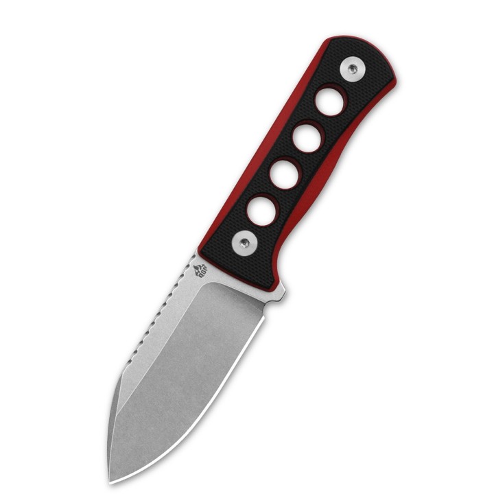 Couteau de Cou QSP Canary Black/Red Lame Acier 14C28N Manche G10 Etui Kydex QS141B1 - Livraison Gratuite