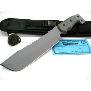 Couteau Tops M4X Punisher Acier 1095 Manche Micarta Etui Nylon Made USA TPM4X01 - Livraison Gratuite