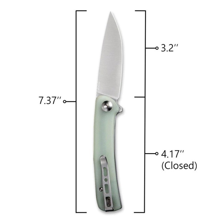 Couteau SENCUT Neches Jade Manche G10 Lame Satin Acier 10Cr15CoMoV IKBS Linerlock Clip SA09B - Livraison Gratuite