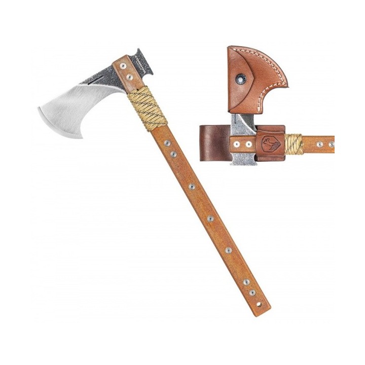Tomahawk Condor Tactical P.A.S.S. Hawk Axe Lame Acier Carbone 1075 Manche Micarta Etui Salvador CTK182615HC - Livraison Gratuite