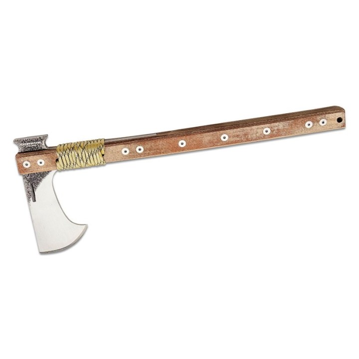 Tomahawk Condor Tactical P.A.S.S. Hawk Axe Lame Acier Carbone 1075 Manche Micarta Etui Salvador CTK182615HC - Livraison Gratuite