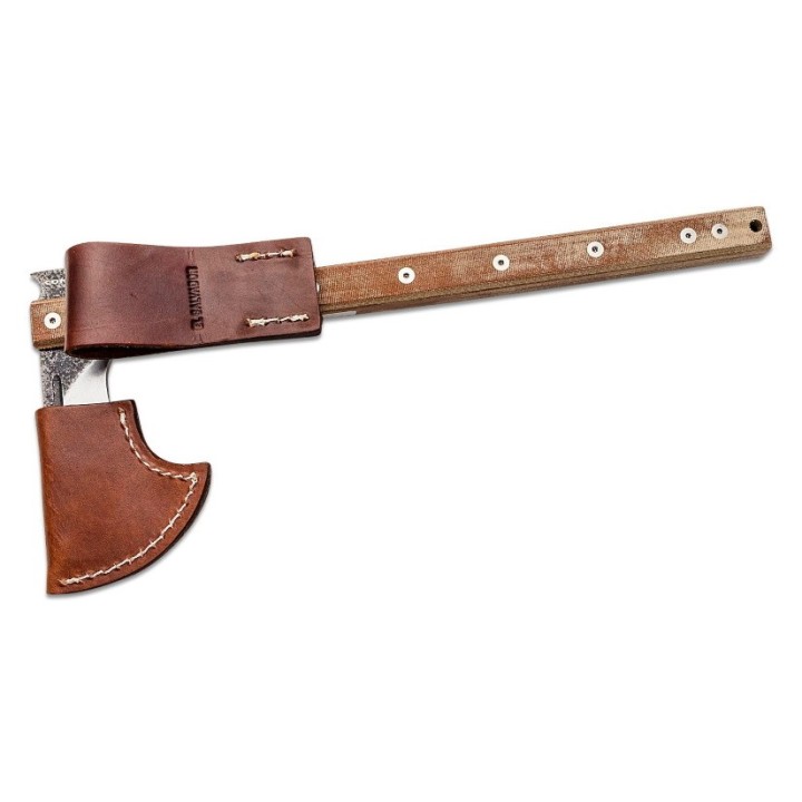 Tomahawk Condor Tactical P.A.S.S. Hawk Axe Lame Acier Carbone 1075 Manche Micarta Etui Salvador CTK182615HC - Livraison Gratuite