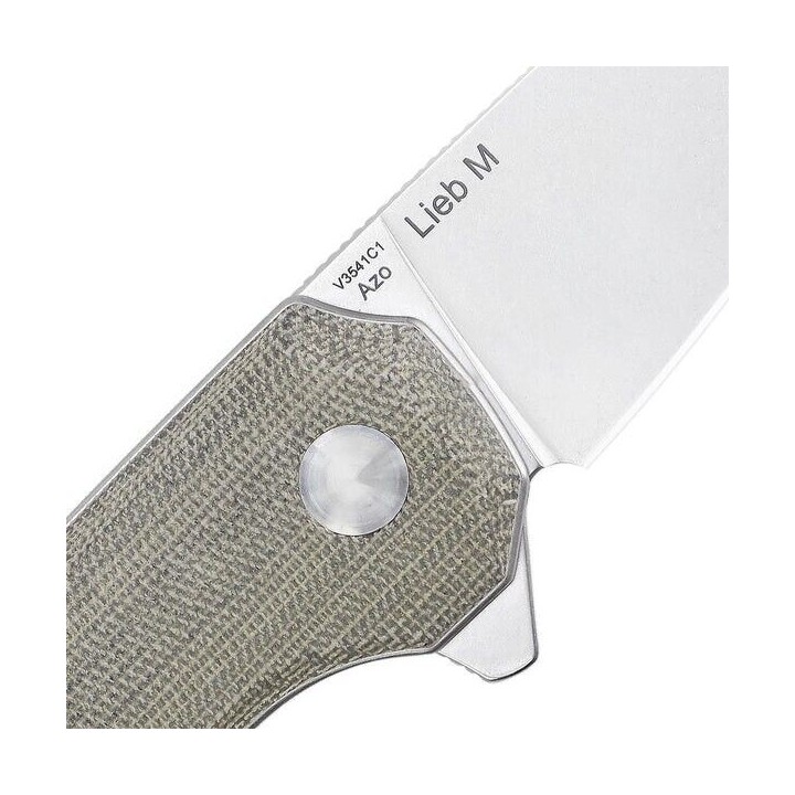 Couteau Kizer Lieb Green Manche Micarta Lame Acier 154CM IKBS Button Lock Clip KIV3541C1 - Livraison Gratuite