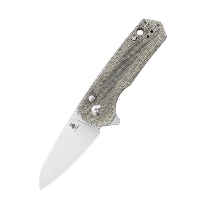 Couteau Kizer Lieb Green Manche Micarta Lame Acier 154CM IKBS Button Lock Clip KIV3541C1 - Livraison Gratuite