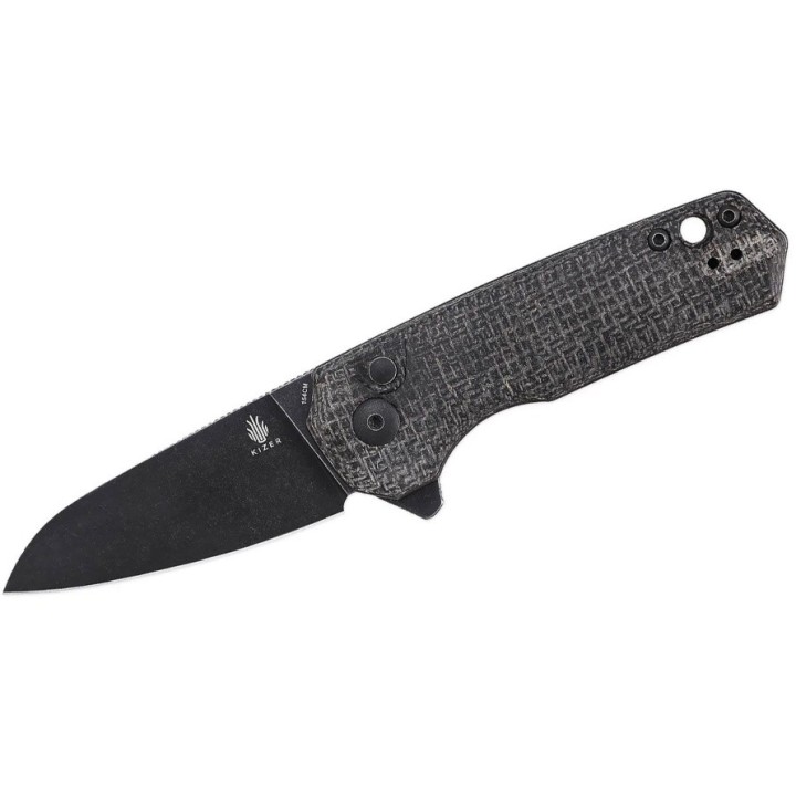 Couteau Kizer Lieb Black Manche Micarta Lame Acier 154CM IKBS Button Lock Clip KIV3541C2 - Livraison Gratuite