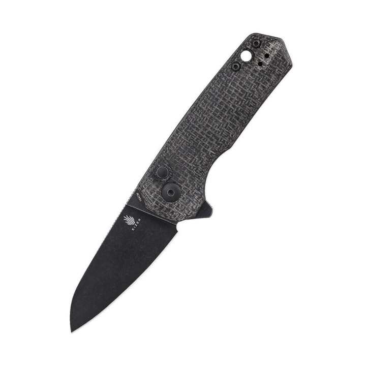 Couteau Kizer Lieb Black Manche Micarta Lame Acier 154CM IKBS Button Lock Clip KIV3541C2 - Livraison Gratuite