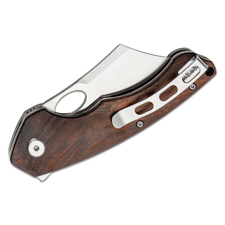 Couteau Bestech Skirmish Ironwood Manche Bois Lame Cleaver Acier 154CM IKBS Linerlock Clip BTKL06A - Livraison Gratuite