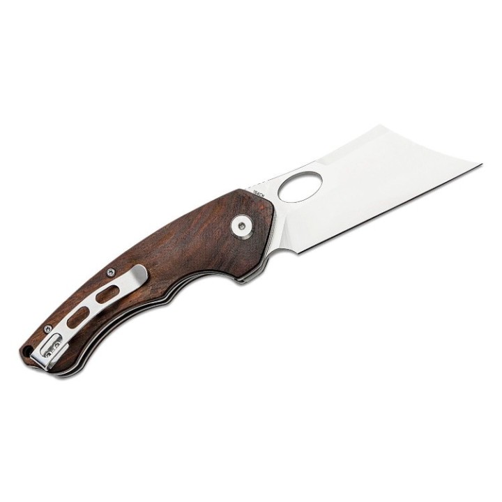 Couteau Bestech Skirmish Ironwood Manche Bois Lame Cleaver Acier 154CM IKBS Linerlock Clip BTKL06A - Livraison Gratuite