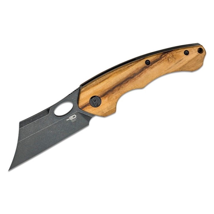 Couteau Bestech Skirmish Olivewood Manche Bois Lame Cleaver Acier 154CM IKBS Linerlock Clip BTKL06C - Livraison Gratuite