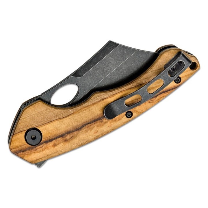 Couteau Bestech Skirmish Olivewood Manche Bois Lame Cleaver Acier 154CM IKBS Linerlock Clip BTKL06C - Livraison Gratuite