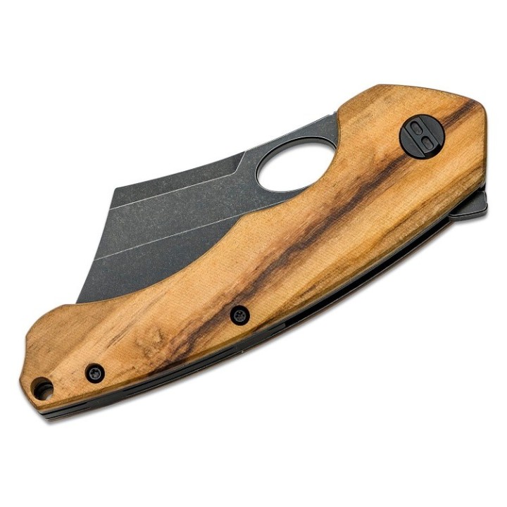 Couteau Bestech Skirmish Olivewood Manche Bois Lame Cleaver Acier 154CM IKBS Linerlock Clip BTKL06C - Livraison Gratuite