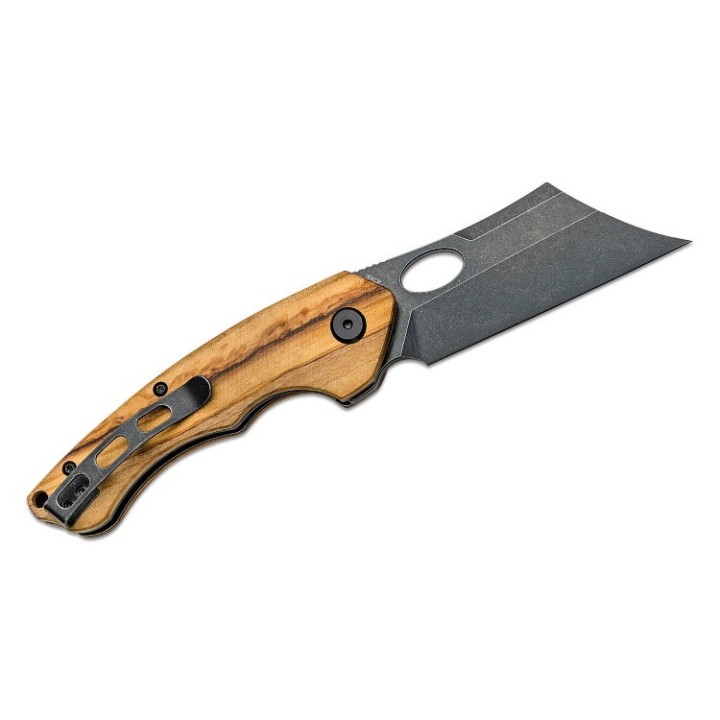 Couteau Bestech Skirmish Olivewood Manche Bois Lame Cleaver Acier 154CM IKBS Linerlock Clip BTKL06C - Livraison Gratuite