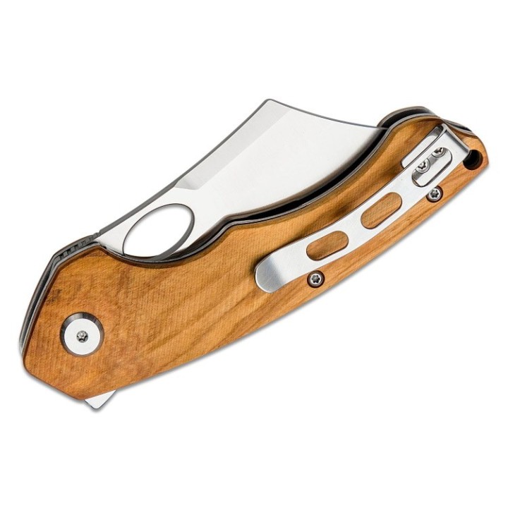 Couteau Bestech Skirmish Olivewood Manche Bois Lame Cleaver Acier 154CM IKBS Linerlock Clip BTKL06B - Livraison Gratuite