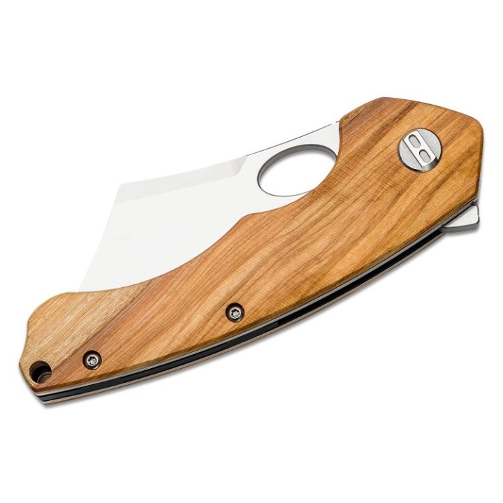 Couteau Bestech Skirmish Olivewood Manche Bois Lame Cleaver Acier 154CM IKBS Linerlock Clip BTKL06B - Livraison Gratuite