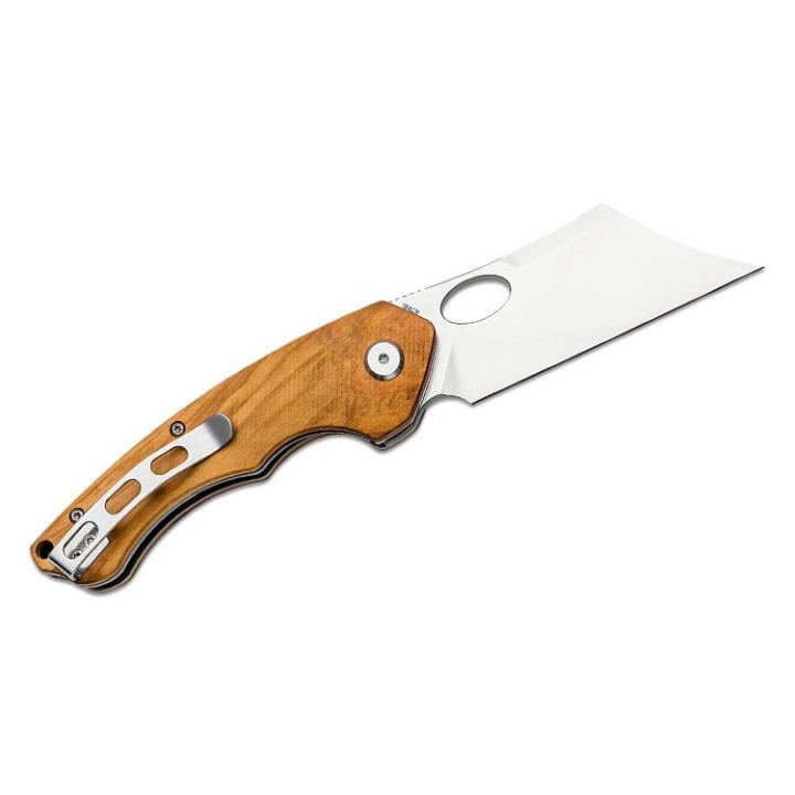 Couteau Bestech Skirmish Olivewood Manche Bois Lame Cleaver Acier 154CM IKBS Linerlock Clip BTKL06B - Livraison Gratuite