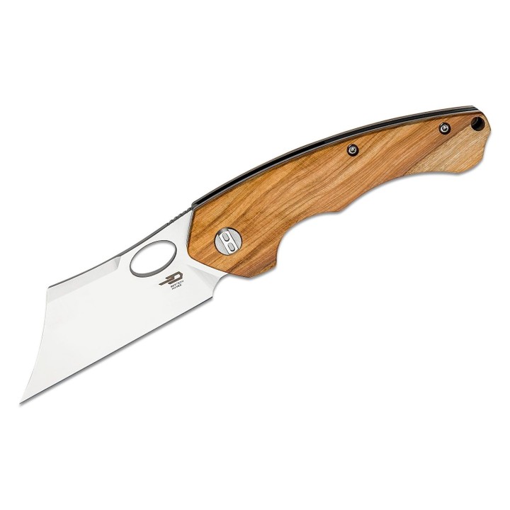 Couteau Bestech Skirmish Olivewood Manche Bois Lame Cleaver Acier 154CM IKBS Linerlock Clip BTKL06B - Livraison Gratuite