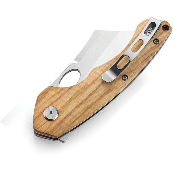 Couteau Bestech Skirmish Olivewood Manche Bois Lame Cleaver Acier 154CM IKBS Linerlock Clip BTKL06B - Livraison Gratuite