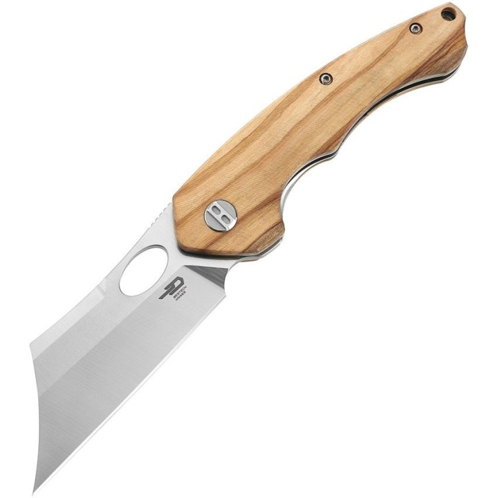 Couteau Bestech Skirmish Olivewood Manche Bois Lame Cleaver Acier 154CM IKBS Linerlock Clip BTKL06B - Livraison Gratuite