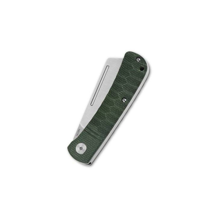 Couteau QSP Hedgehog Green Manche Micarta Lame Acier 14C28N Slip Joint QS142A - Livraison Gratuite