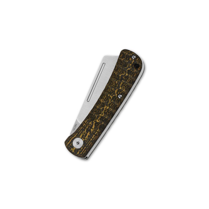 Couteau QSP Hedgehog Golden Manche Fibre de Carbone Lame Acier 14C28N Slip Joint QS142C - Livraison Gratuite