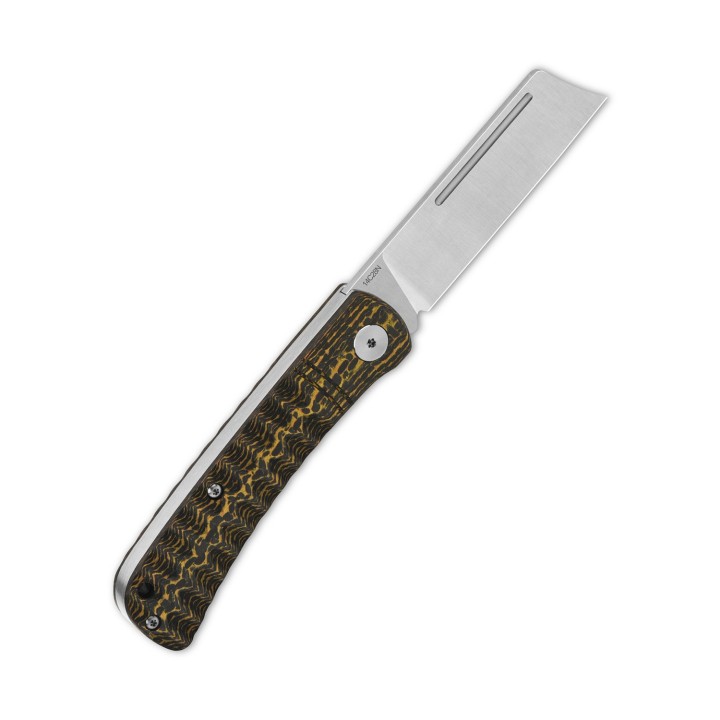Couteau QSP Hedgehog Golden Manche Fibre de Carbone Lame Acier 14C28N Slip Joint QS142C - Livraison Gratuite