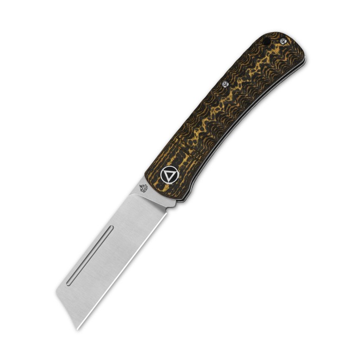 Couteau QSP Hedgehog Golden Manche Fibre de Carbone Lame Acier 14C28N Slip Joint QS142C - Livraison Gratuite
