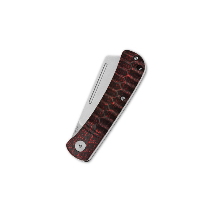 Couteau QSP Hedgehog Red Manche Fibre de Carbone Lame Acier 14C28N Slip Joint QS142D - Livraison Gratuite