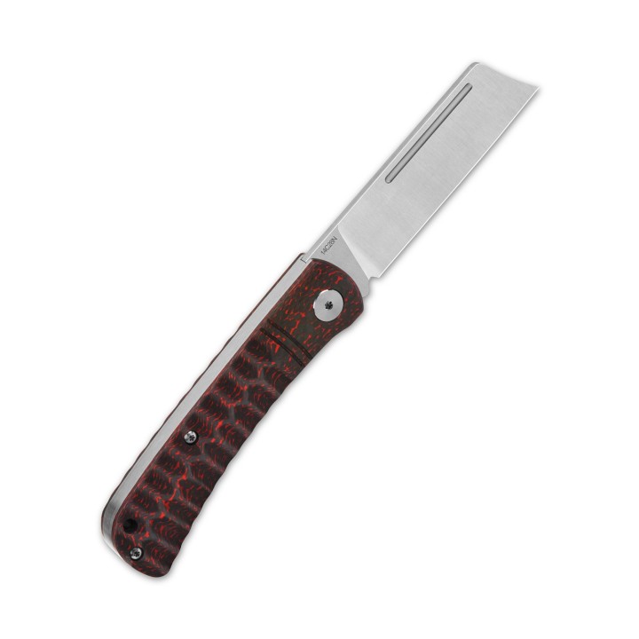 Couteau QSP Hedgehog Red Manche Fibre de Carbone Lame Acier 14C28N Slip Joint QS142D - Livraison Gratuite