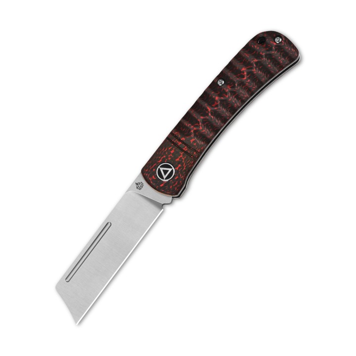 Couteau QSP Hedgehog Red Manche Fibre de Carbone Lame Acier 14C28N Slip Joint QS142D - Livraison Gratuite