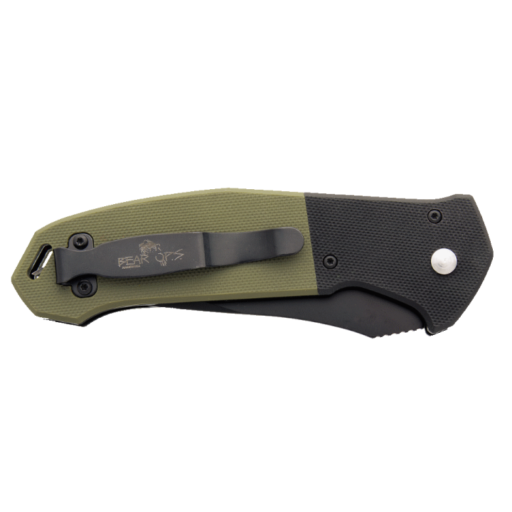 Couteau Automatique Bear OPS Bold Action V Lame Tanto Acier 14C28N Manche G10 Made USA BCAC500B4B - Livraison Gratuite