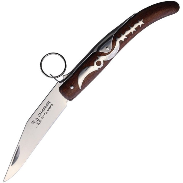 Lot de 2 Couteau Okapi à Anneau Lame Acier Carbone 1055 Manche Bois Made South Africa KO9070 - Livraison Gratuite