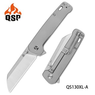 Couteau QSP Penguin Plus Satin Manche Titane Lame Acier CPM-20CV IKBS Linerlock Clip QS130XLA - Livraison Gratuite