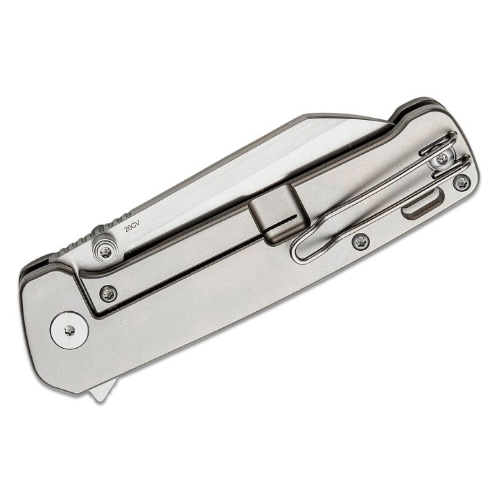 Couteau QSP Penguin Plus Satin Manche Titane Lame Acier CPM-20CV IKBS Linerlock Clip QS130XLA - Livraison Gratuite